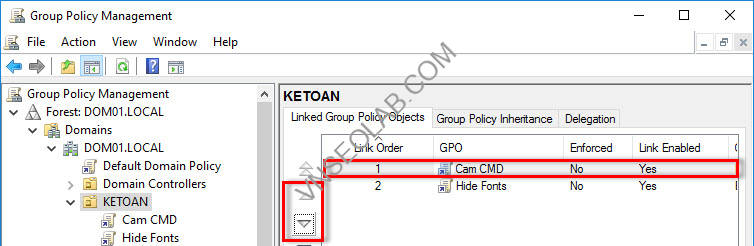 Chỉnh order cho policy